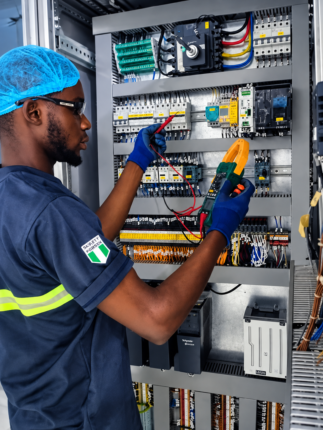 Isah working on an industrial control panel